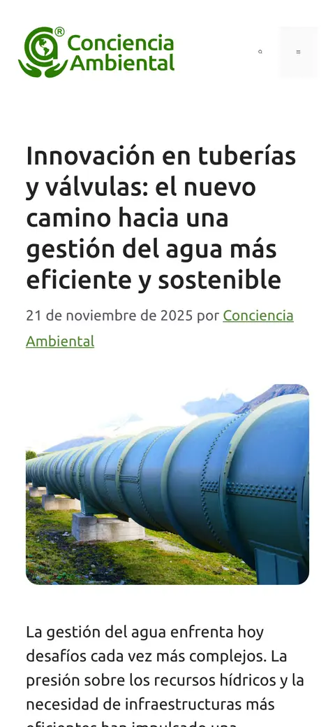 Captura del sitio de Conciencia Ambiental en celular