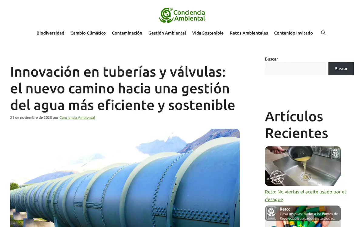 Captura del sitio de Conciencia Ambiental en computador