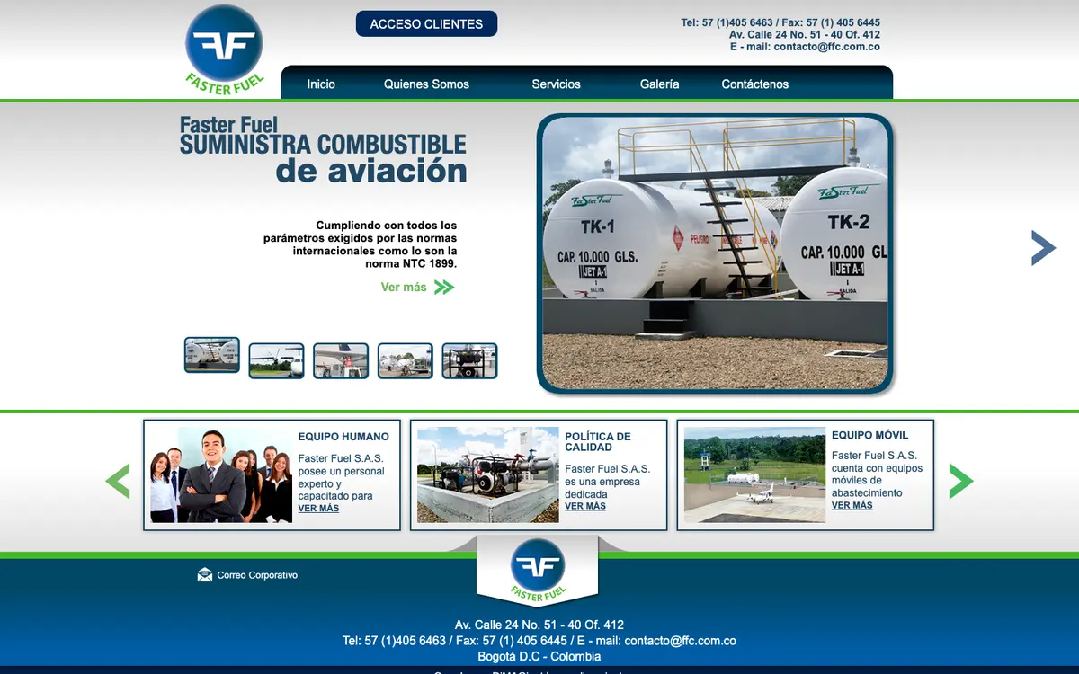 Captura del sitio de Faster Fuel en computador