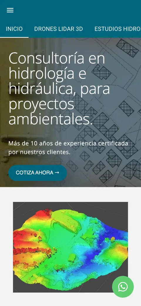 Captura del sitio de Geo Proyectos en celular