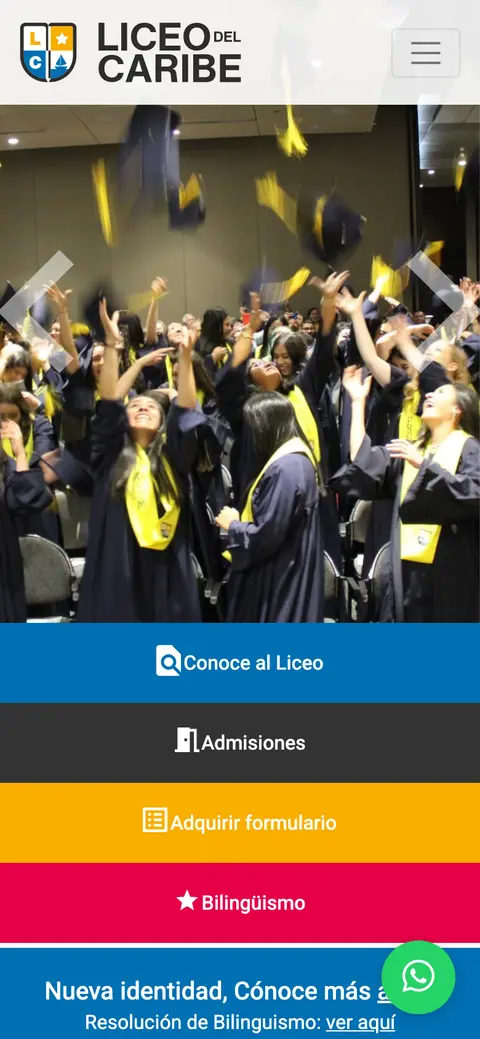 Screenshot of the Liceo del Caribe website on mobile