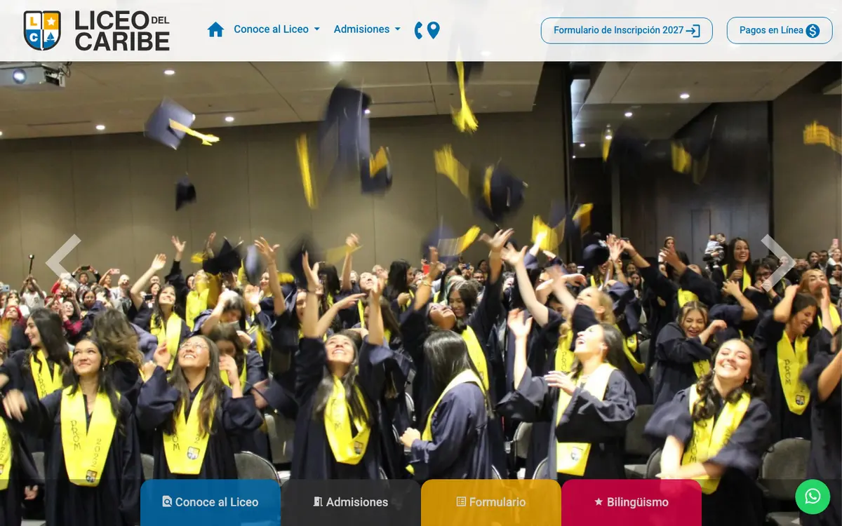 Screenshot of the Liceo del Caribe website on desktop