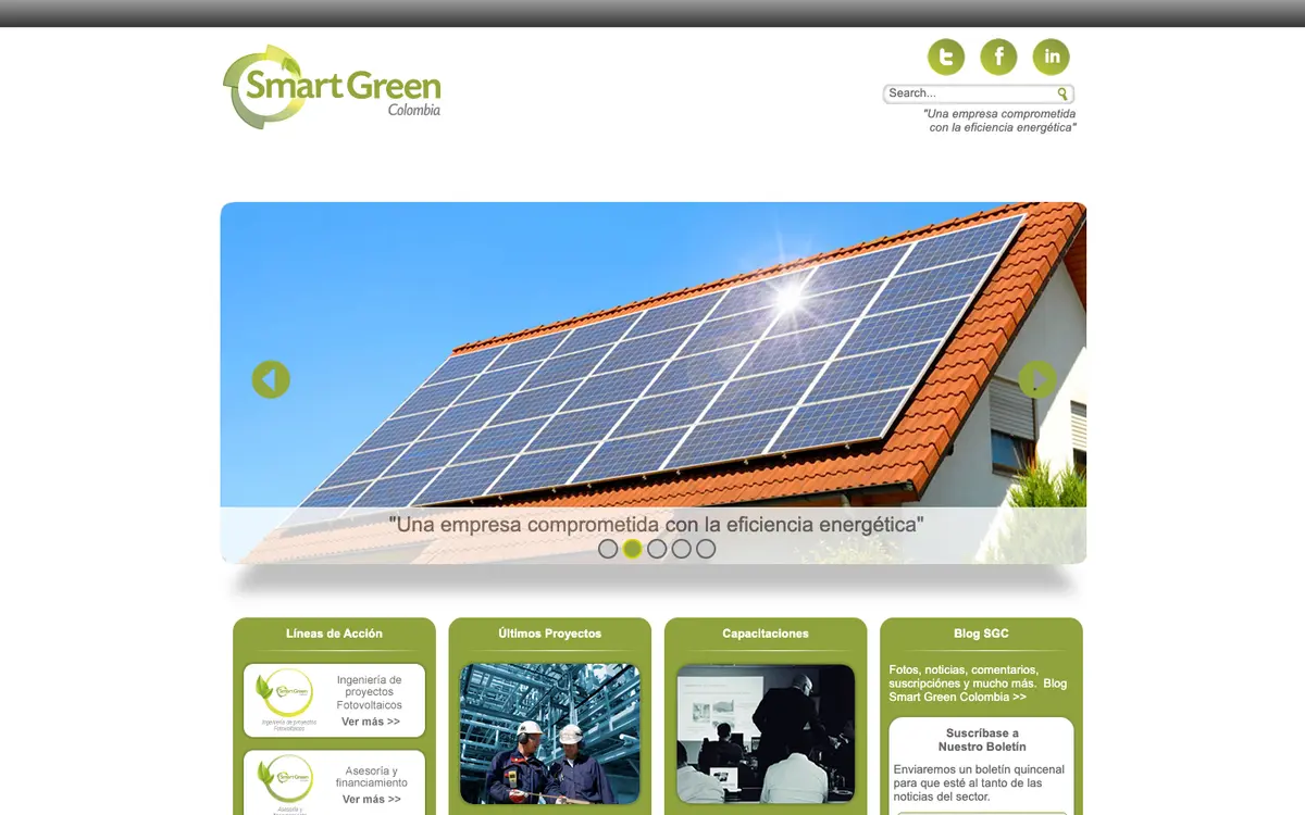 Captura del sitio de Smart Green Colombia en computador